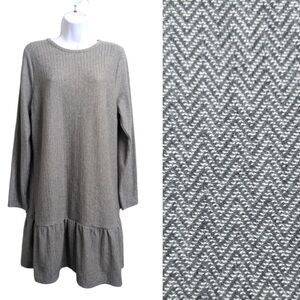 LOFT Gray Long Sleeve Dress